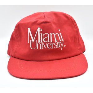 Vintage MU Miami University Redhawks Hat StrapBack Leather Classic Sportswear